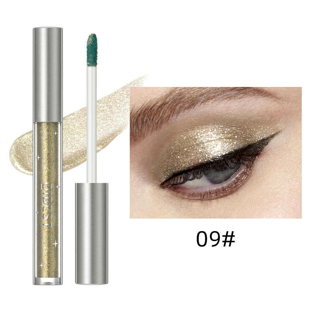 QIBEST Liquid Eyeshadow Sticker Cosmetics Shadows Pencil Eyeliner Quick-drying Glitter Shimmer Eyeshadow Pen Outline Eye Makeup - KIMLUD