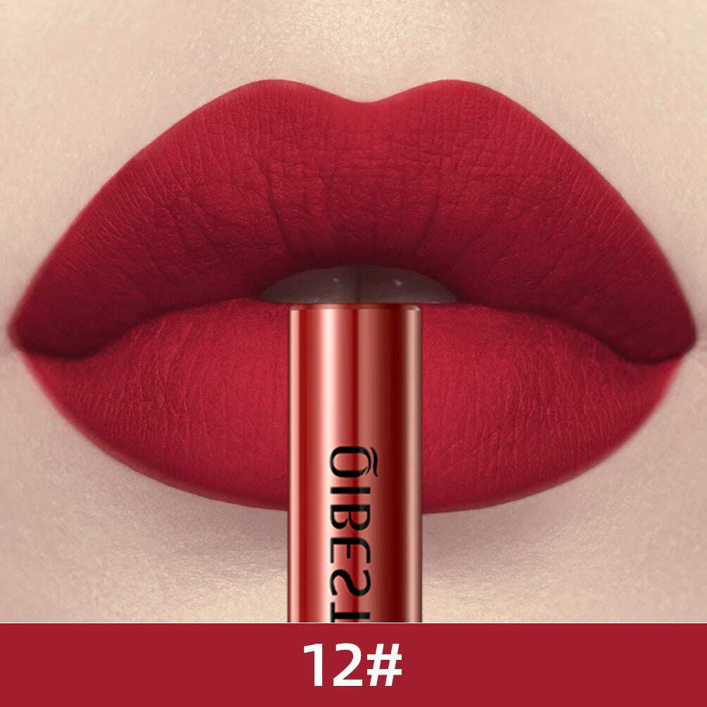 KIMLUD, QIBEST Matte Liquid Lipstick Waterproof Long Lasting Lip Gloss Velvet Mate Nude Red Tint Tube Lipsticks Lipgloss Makeup Cosmetic, 12, KIMLUD APPAREL - Womens Clothes