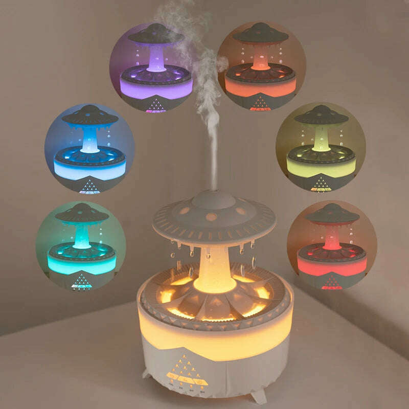 KIMLUD, Rain Cloud Humidifier Essential Oil Diffusers 350ml 7 Colors Night Lights with Remote Control Water Dripdrop Air Humidifier, KIMLUD Womens Clothes