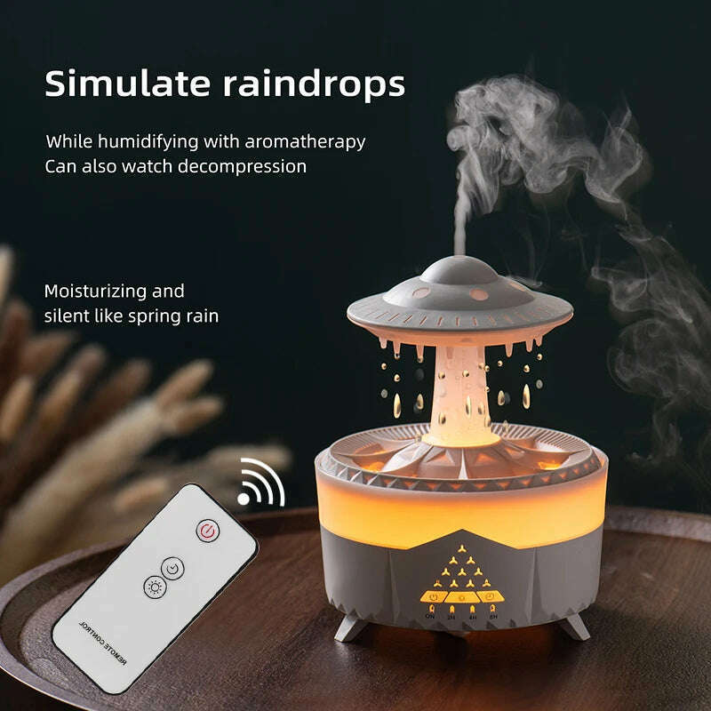 KIMLUD, Rain Cloud Humidifier Essential Oil Diffusers 350ml 7 Colors Night Lights with Remote Control Water Dripdrop Air Humidifier, KIMLUD Womens Clothes