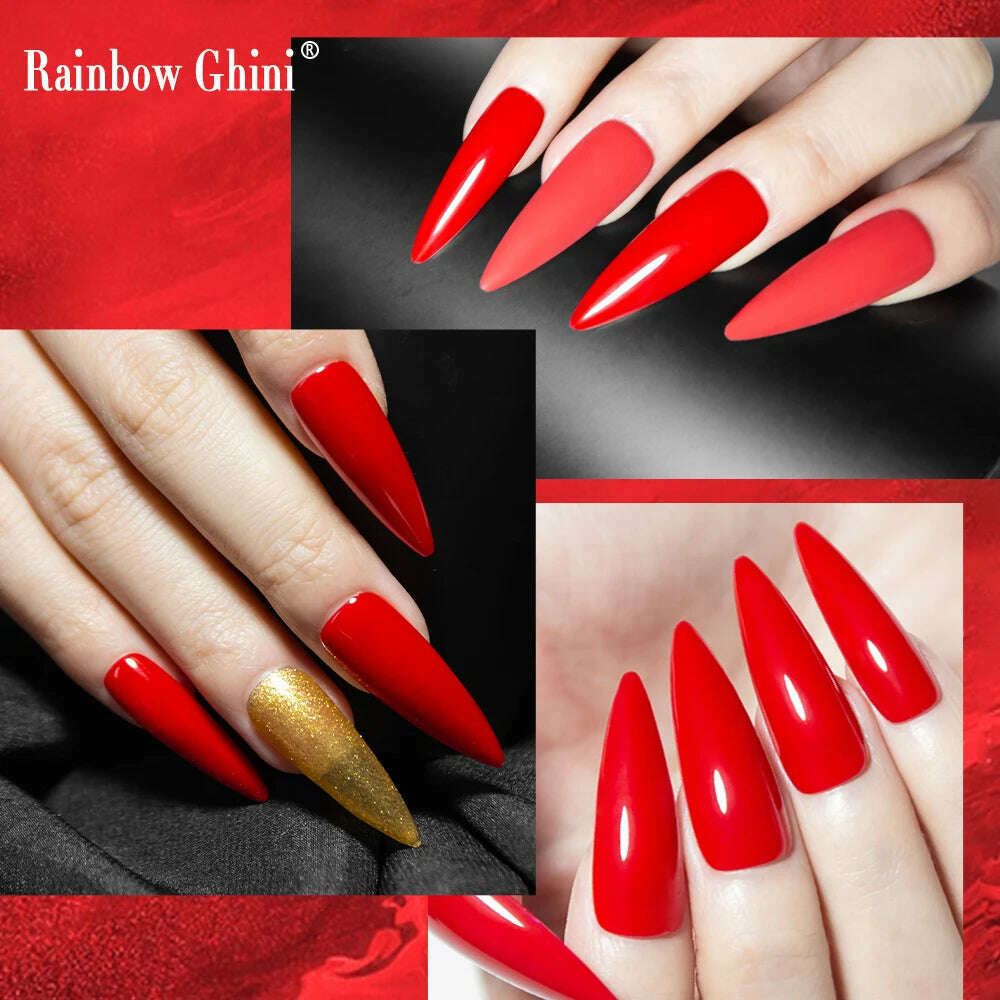 KIMLUD, Rainbow Ghini 15ml Glitter Dark Red Gel Nail Polish Semi-Permanent Varnish UV Pale Red Nail Gel Art Supplies for Professionals, KIMLUD Womens Clothes