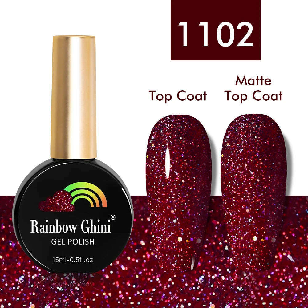 KIMLUD, Rainbow Ghini 15ml Glitter Dark Red Gel Nail Polish Semi-Permanent Varnish UV Pale Red Nail Gel Art Supplies for Professionals, 1102, KIMLUD APPAREL - Womens Clothes