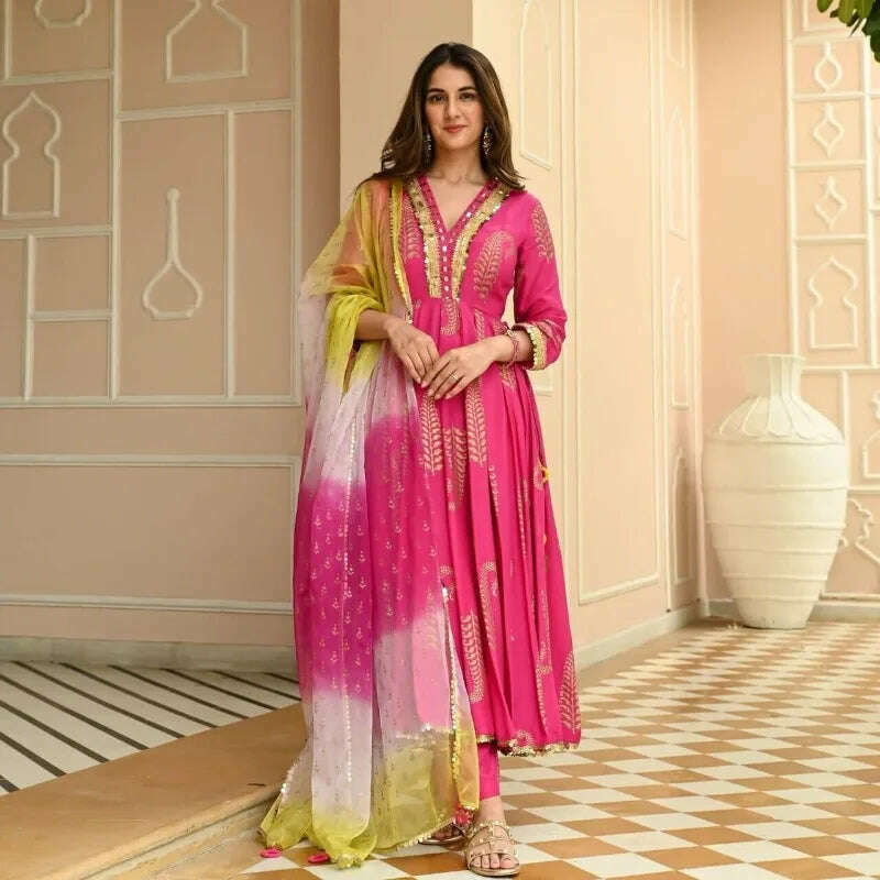 Rayon Designer India Pakistan Pink Salwar Kameez Dress Party Suit Wedding - KIMLUD