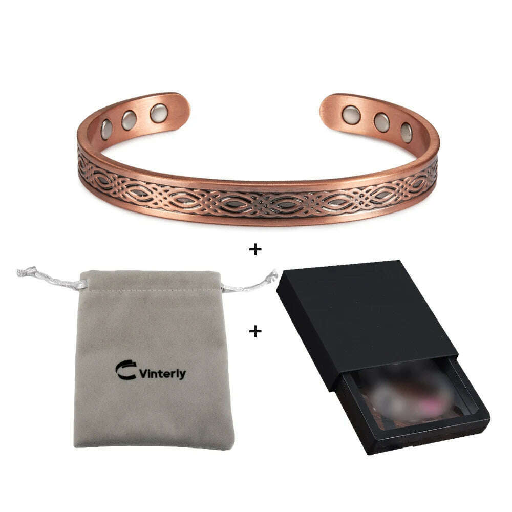 KIMLUD, Real Copper Magnetic Bracelet for Women Adjustable Vintage Viking Pure Copper Bracelet &amp; Bangles Cuff Copper Magnetic Bracelet, bag box, KIMLUD APPAREL - Womens Clothes