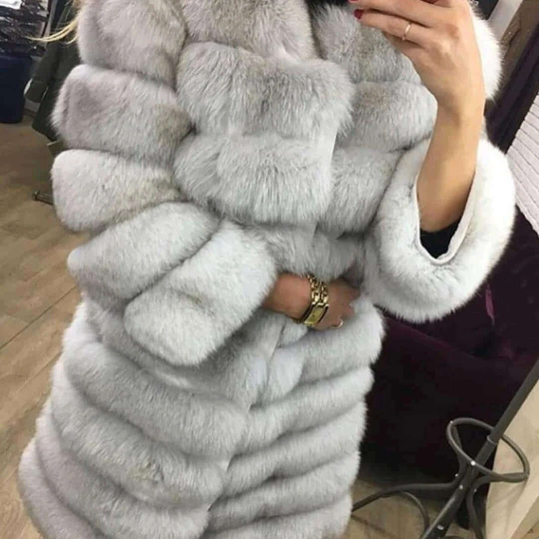 KIMLUD, Real Fox Fur Coat Winter Women's Long Sleeves Clothing Wholesale  Fashion Female Natural Fur Jacket On Offer Free Shipping 2023, Natural White 50 / M, KIMLUD APPAREL - Womens Clothes