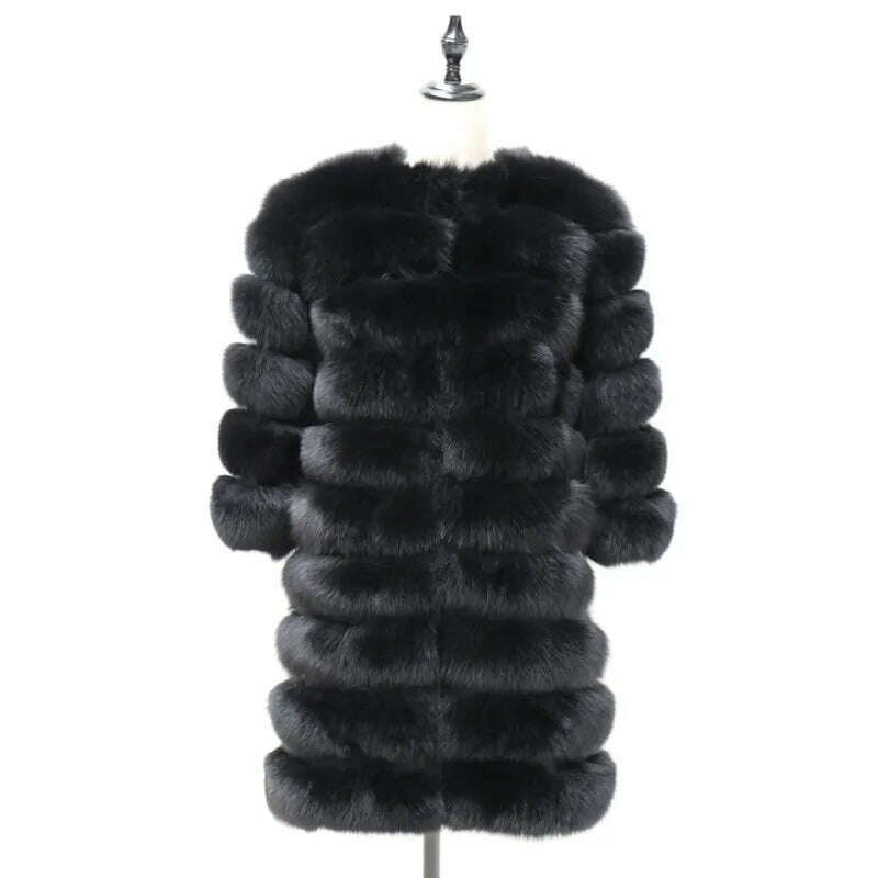 KIMLUD, Real Fox Fur Coat Winter Women's Long Sleeves Clothing Wholesale  Fashion Female Natural Fur Jacket On Offer Free Shipping 2023, Black Sleeves 50cm / XXXL, KIMLUD APPAREL - Womens Clothes