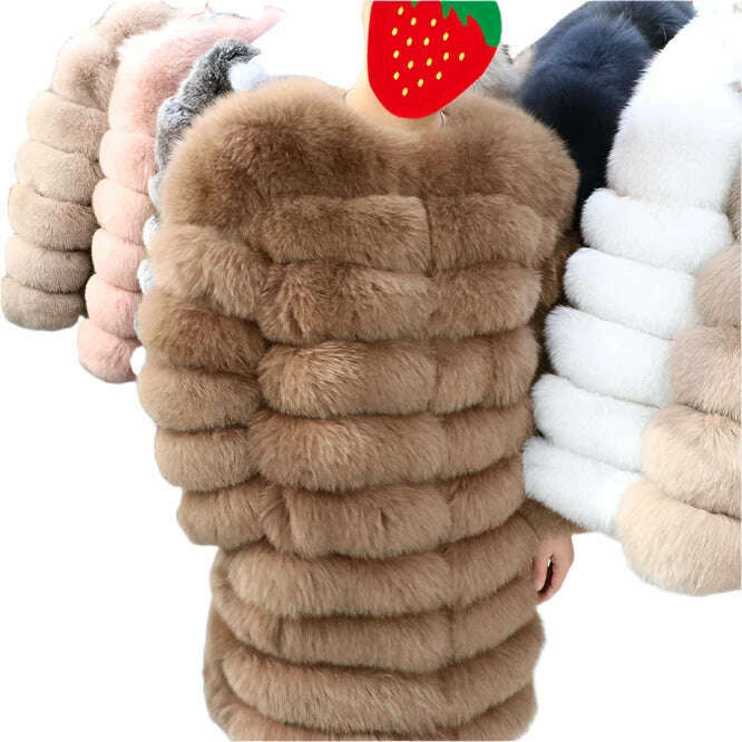 Real Fox Fur Coat Winter Women's Long Sleeves Clothing Wholesale Fashion Female Natural Fur Jacket On Offer Free Shipping 2023 - KIMLUD