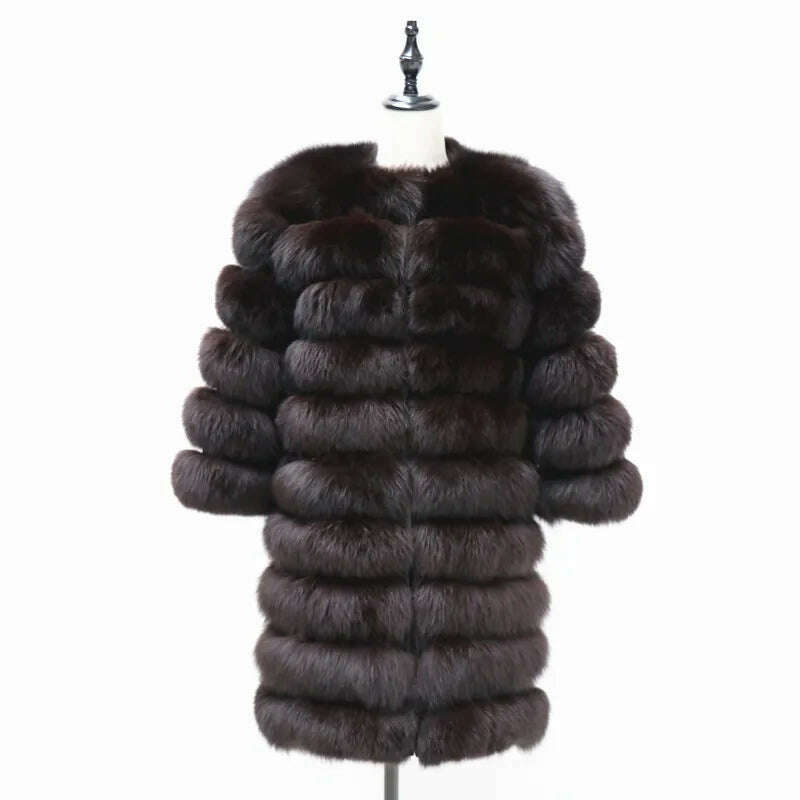 KIMLUD, Real Fox Fur Coat Winter Women's Long Sleeves Clothing Wholesale  Fashion Female Natural Fur Jacket On Offer Free Shipping 2023, Dark Brown 50 / M, KIMLUD APPAREL - Womens Clothes