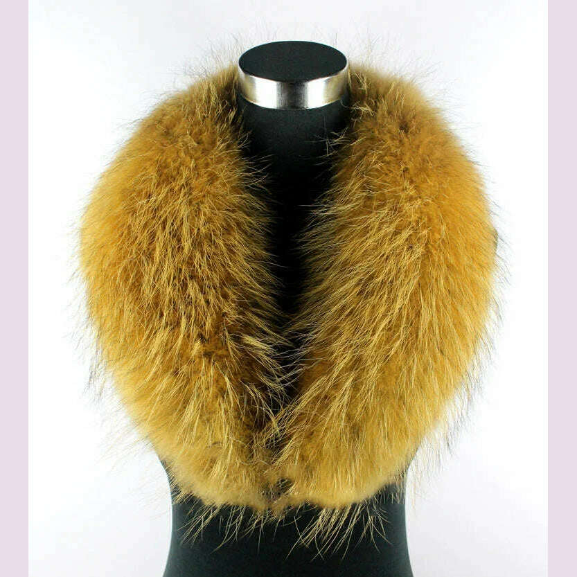 Real Raccoon Fur Collar Women Natural Fur Scarf Winter Large Size Warm Wraps Furry Fur Scarves for Coat Jackets Collars - KIMLUD