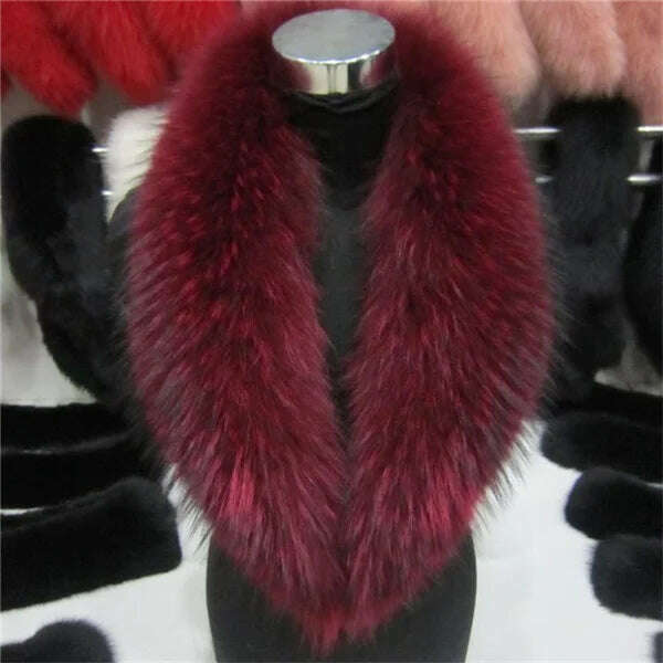 KIMLUD, Real Raccoon Fur Collar Women Natural Fur Scarf  Winter Large Size Warm Wraps  Furry Fur Scarves for Coat Jackets Collars, KIMLUD Womens Clothes