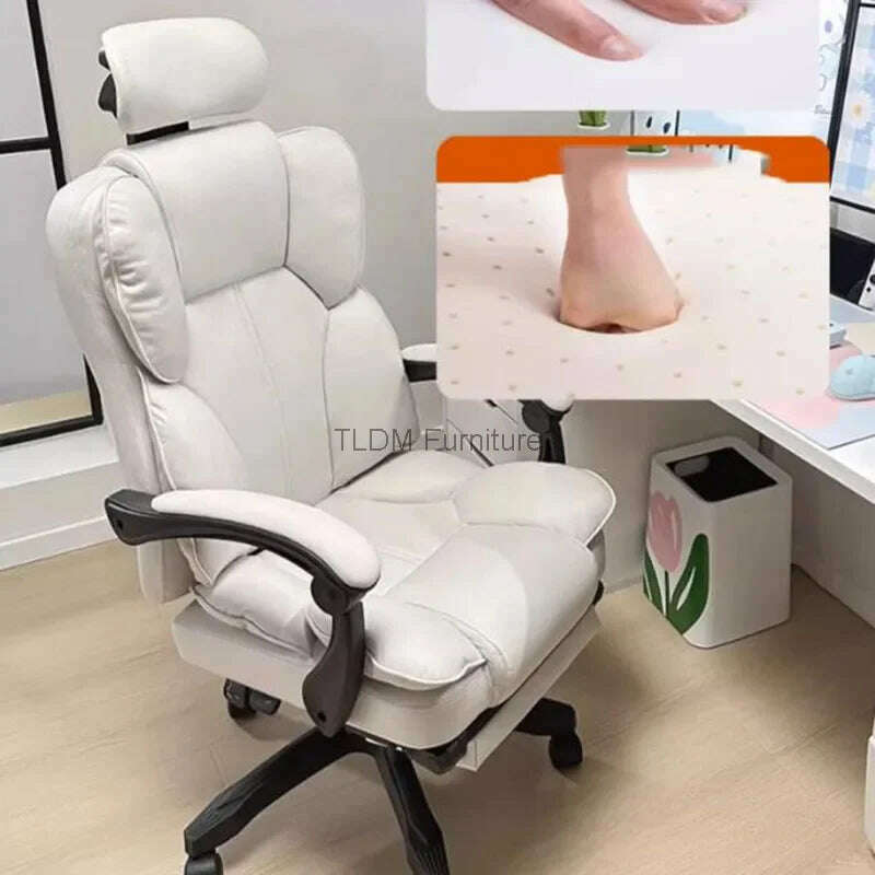 KIMLUD, Recliner Office Chair Mobile Ergonomic Lounge Luxury Floor Arm Designer Office Chair White Cadeira Ergonomica Furniture HDH, KIMLUD Womens Clothes