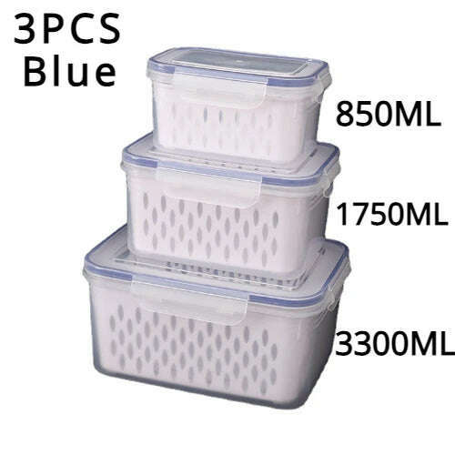 KIMLUD, Refrigerator Preservation Storage Box Drain Basket Storage Containers Sealed Box Vegetable and Fruit Food Grade Drain Box, KIMLUD Womens Clothes