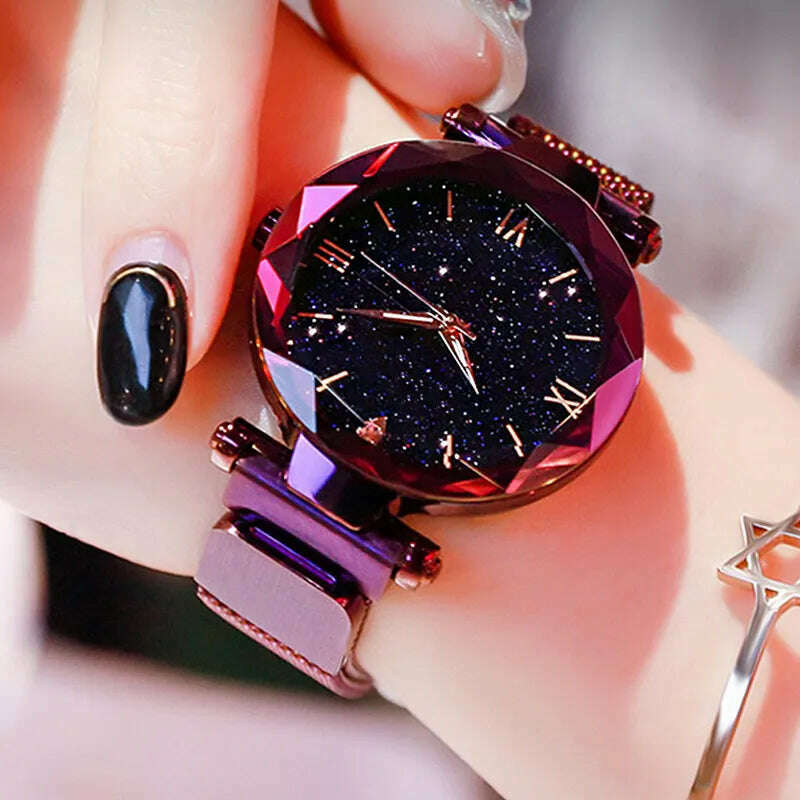 Reloj Mujer Luxury Starry Sky Women Watches Magnetic Mesh Belt Band Watch Women's Fashion Dress Wristwatch Zegarek Damski - KIMLUD