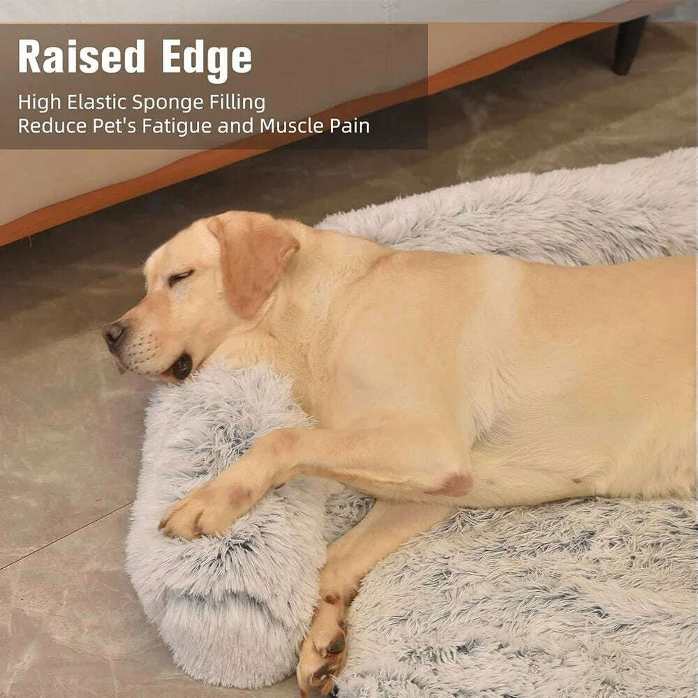 Removable Plush Pet Dog Bed Sofa for Large Dogs House Mat Kennel Winter Warm Cat Bed Pad Washable Dog Cushion Blanket Sofa Cover - KIMLUD