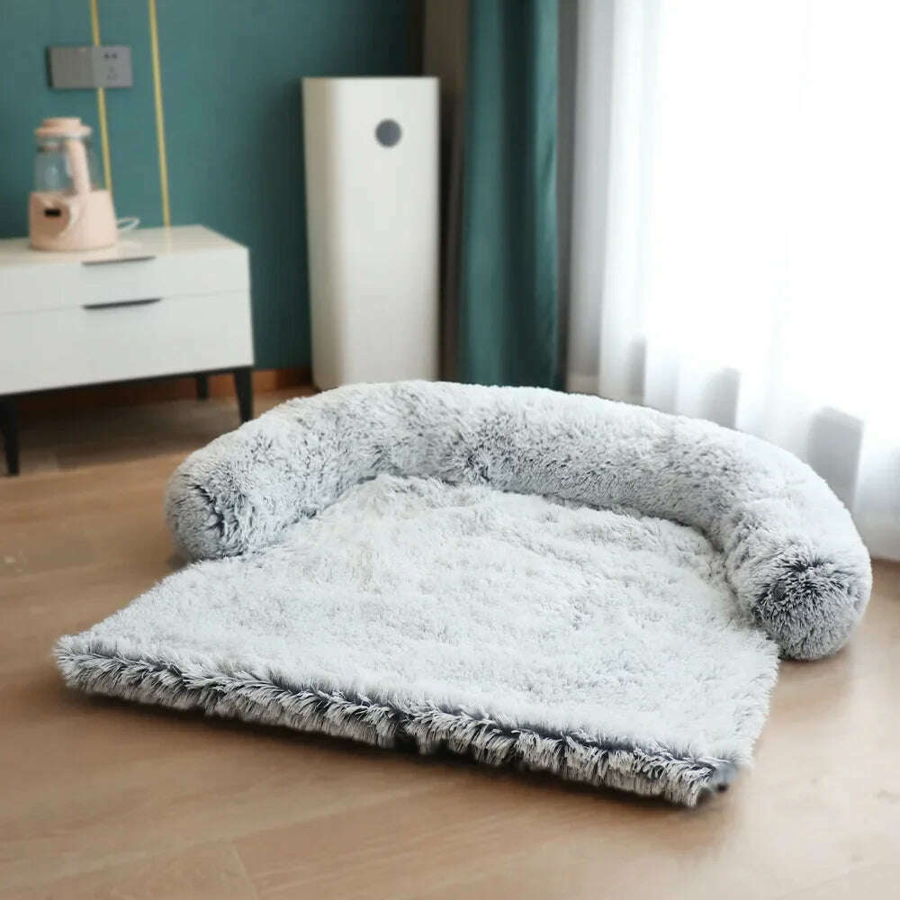 Removable Plush Pet Dog Bed Sofa for Large Dogs House Mat Kennel Winter Warm Cat Bed Pad Washable Dog Cushion Blanket Sofa Cover - KIMLUD