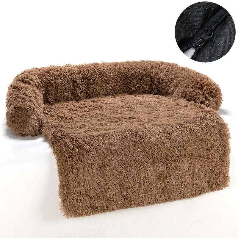 KIMLUD, Removable Plush Pet Dog Bed Sofa for Large Dogs House Mat Kennel Winter Warm Cat Bed Pad Washable Dog Cushion Blanket Sofa Cover, Khaki-Washable / 105x95x20cm / CHINA, KIMLUD APPAREL - Womens Clothes