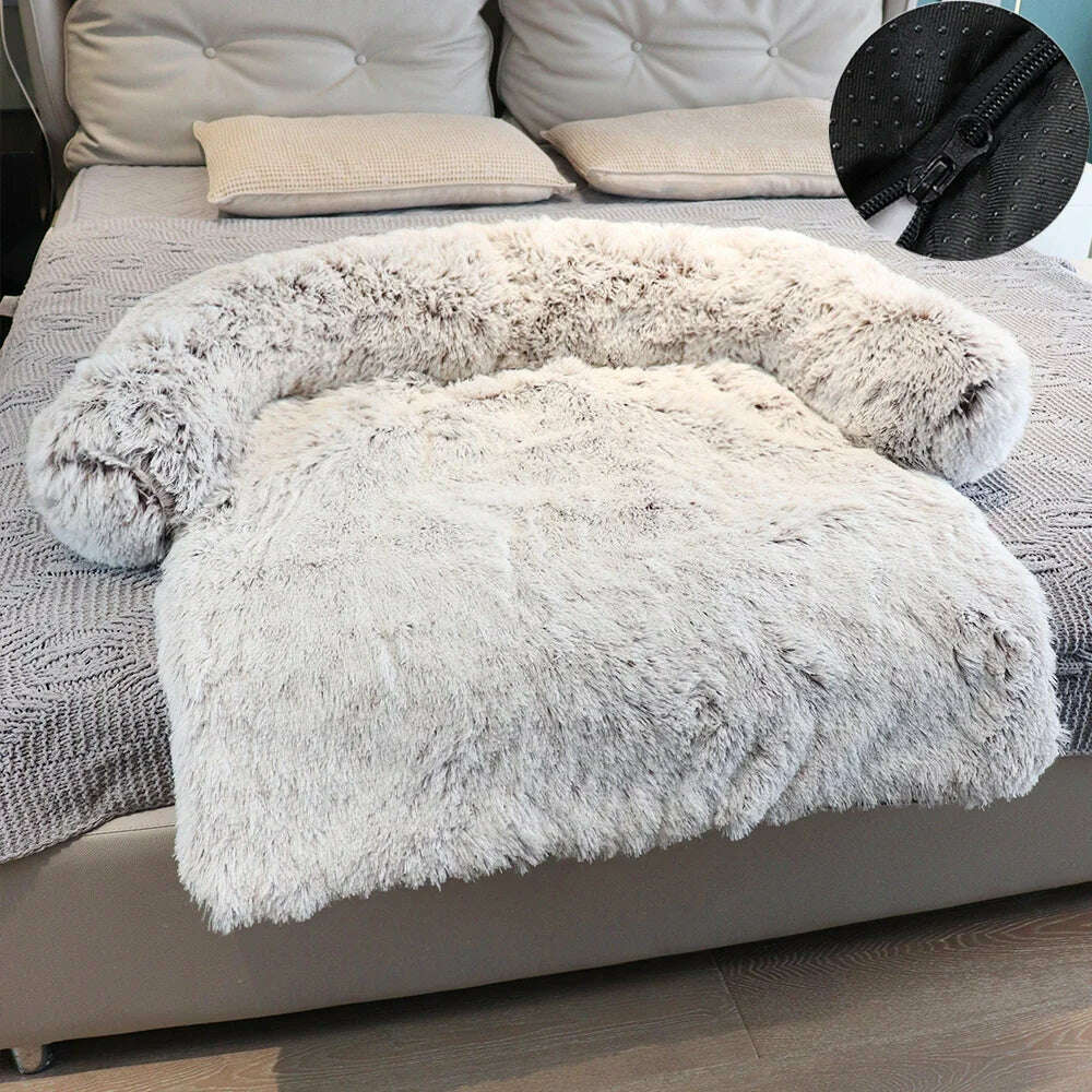 Removable Plush Pet Dog Bed Sofa for Large Dogs House Mat Kennel Winter Warm Cat Bed Pad Washable Dog Cushion Blanket Sofa Cover - KIMLUD