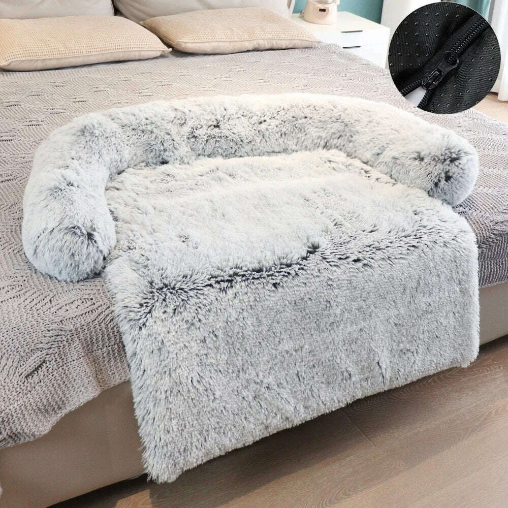 Removable Plush Pet Dog Bed Sofa for Large Dogs House Mat Kennel Winter Warm Cat Bed Pad Washable Dog Cushion Blanket Sofa Cover - KIMLUD