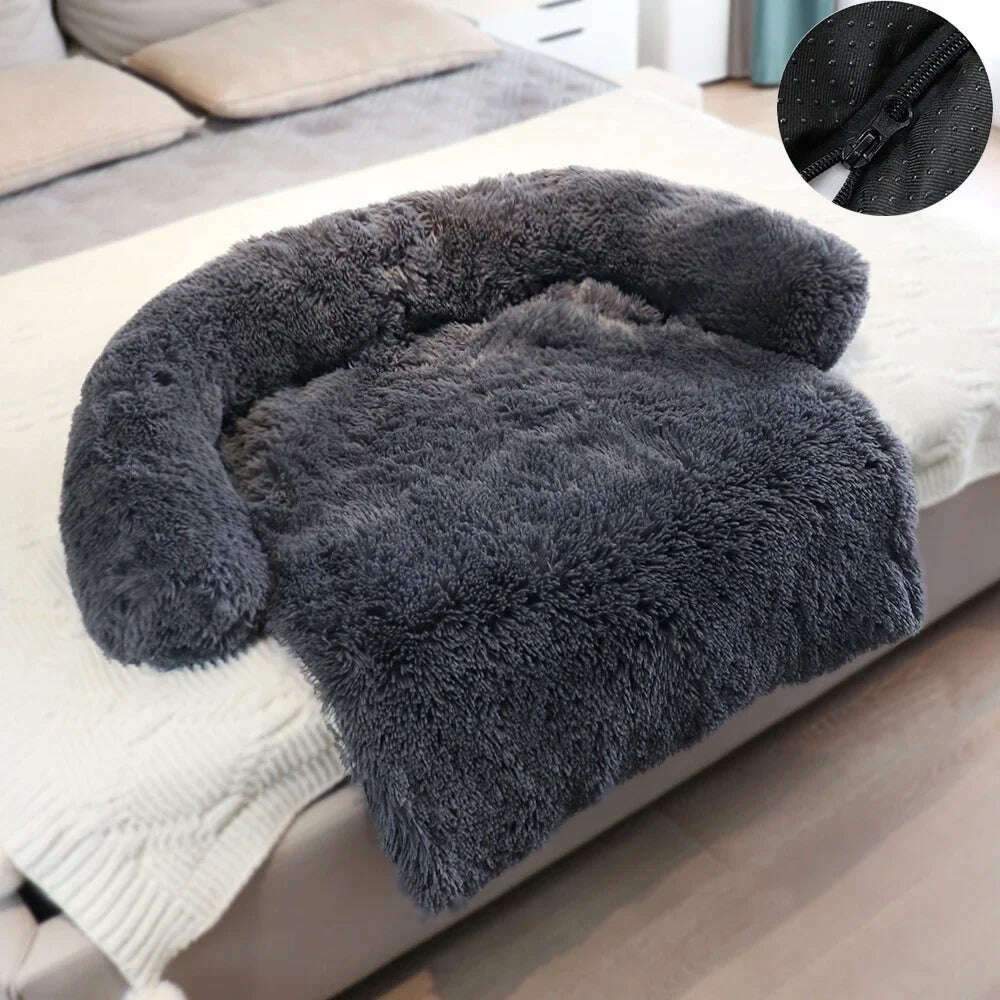 KIMLUD, Removable Plush Pet Dog Bed Sofa for Large Dogs House Mat Kennel Winter Warm Cat Bed Pad Washable Dog Cushion Blanket Sofa Cover, Dark gray-Washable / 105x95x20cm / CHINA, KIMLUD APPAREL - Womens Clothes