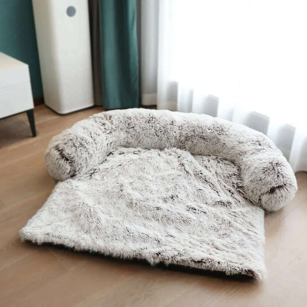 KIMLUD, Removable Plush Pet Dog Bed Sofa for Large Dogs House Mat Kennel Winter Warm Cat Bed Pad Washable Dog Cushion Blanket Sofa Cover, White coffee / 105x95x20cm / CHINA, KIMLUD APPAREL - Womens Clothes