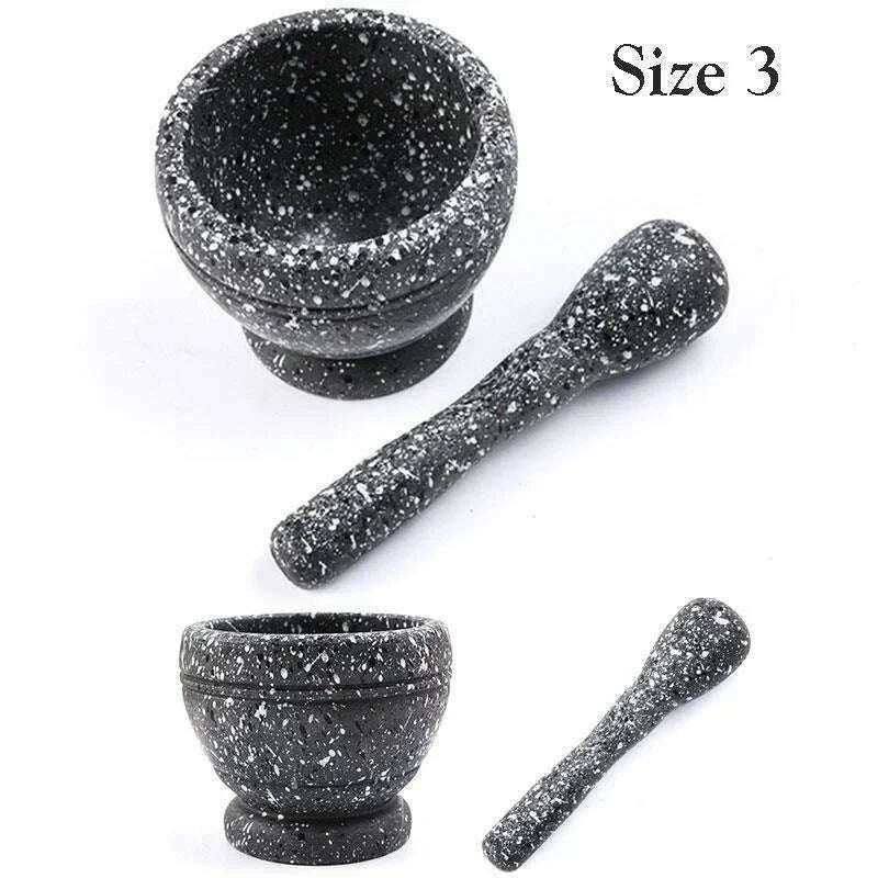 Resin Setmortar and Pestle Garlic Herb Spice Mixing Grinding Crusher Bowl Restaurant Kitchen Tools - KIMLUD