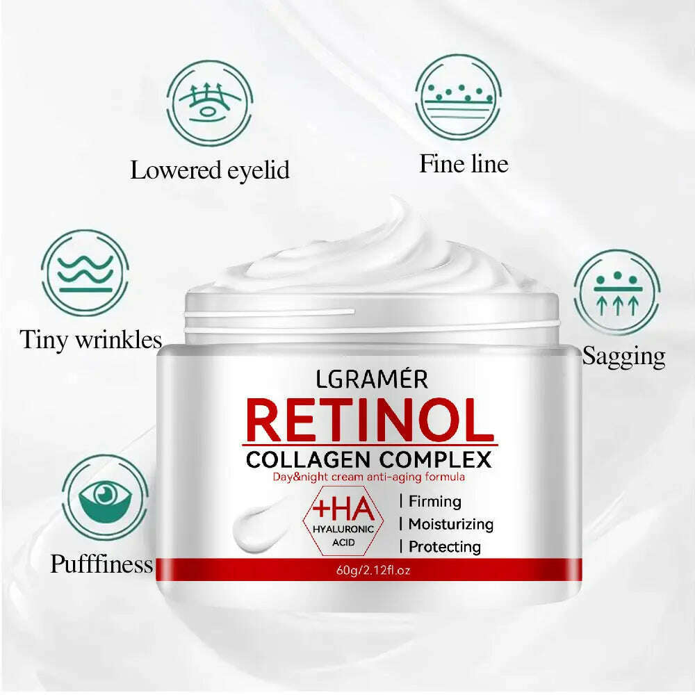 Retinol Anti Aging Face Cream Moisturizing Wrinkle Remover Collagen Hyaluronic Acid Creams Skin Care Cosmetic 50ML - KIMLUD