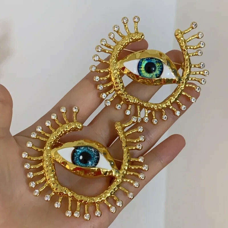 Retro Eye Earrings Ring Brooches Women's French Vintage Jewelry Sets - KIMLUD