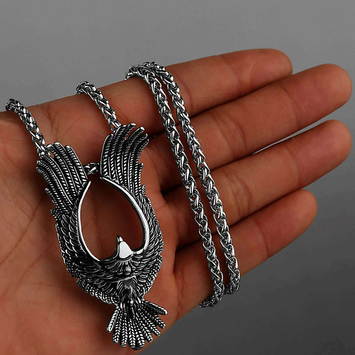 KIMLUD, Retro High Quality Eagle Spread Wings Pendant Unisex Fashion Animal 316L Stainless Steel Pendant Jewelry Gift Wholesale, 60cm / DWDZ-400, KIMLUD APPAREL - Womens Clothes