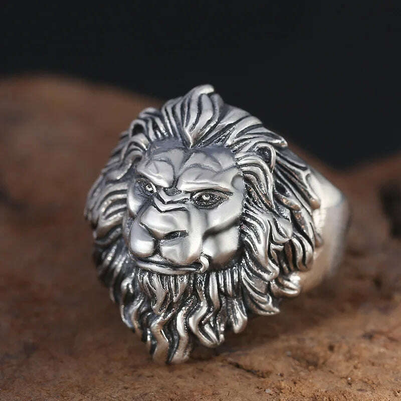 Retro Lion Domineering Ring Prairie King Men's Alloy Ring Exaggerated Ring Jewelry Gift Adjustable Opening - KIMLUD