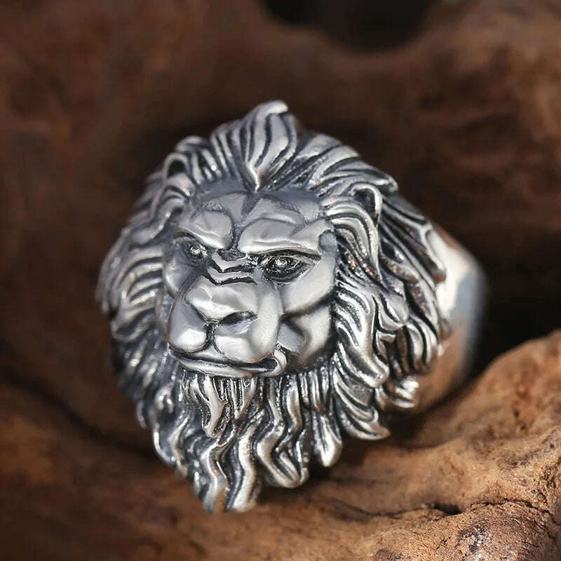 KIMLUD, Retro Lion Domineering Ring Prairie King Men's Alloy Ring Exaggerated Ring Jewelry Gift Adjustable Opening, KIMLUD Womens Clothes