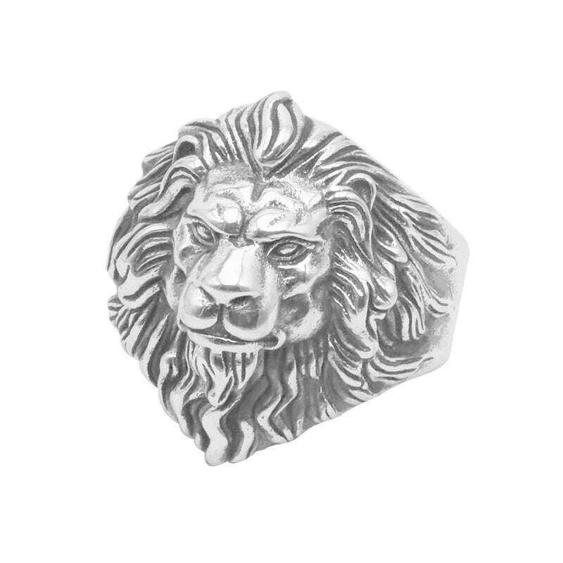 KIMLUD, Retro Lion Domineering Ring Prairie King Men's Alloy Ring Exaggerated Ring Jewelry Gift Adjustable Opening, KIMLUD Womens Clothes