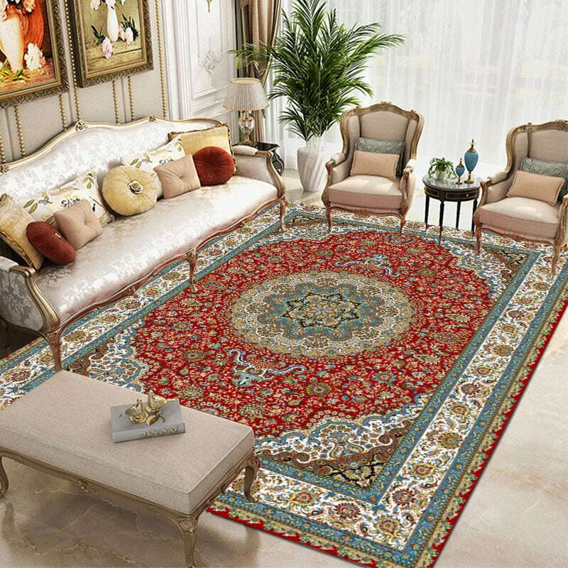 KIMLUD, Retro Persian Carpet For Living Room Non-slip American Carpet Bedroom Decor Parlor Anti-skid Retro Mat Study Office Large Carpet, 2 / 1400mm x 2000mm, KIMLUD APPAREL - Womens Clothes