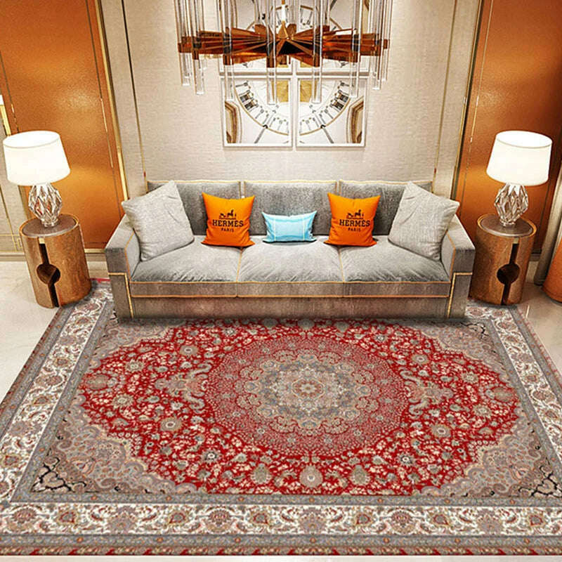 KIMLUD, Retro Persian Carpet For Living Room Non-slip American Carpet Bedroom Decor Parlor Anti-skid Retro Mat Study Office Large Carpet, KIMLUD Womens Clothes