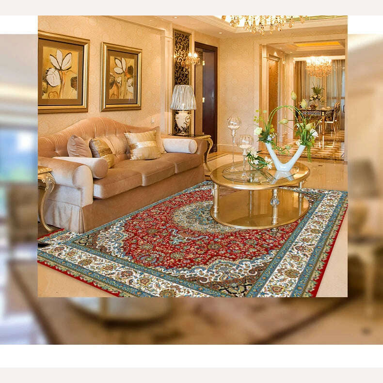 KIMLUD, Retro Persian Carpet For Living Room Non-slip American Carpet Bedroom Decor Parlor Anti-skid Retro Mat Study Office Large Carpet, KIMLUD Womens Clothes