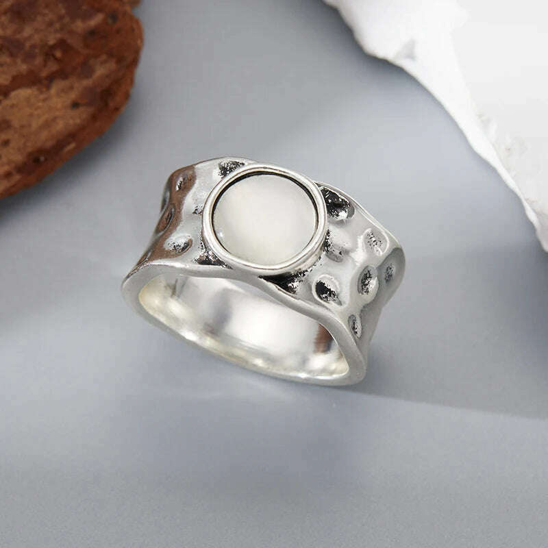 Retro Transparent Imitation Gemstone Ring Edge Ring Design Versatile Ring Fashionable Women's Festival Party Jewelry Accessories - KIMLUD