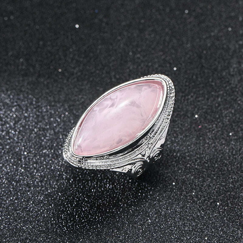 KIMLUD, Retro Transparent Imitation Gemstone Ring Edge Ring Design Versatile Ring Fashionable Women's Festival Party Jewelry Accessories, zd0029-1 / 10, KIMLUD APPAREL - Womens Clothes