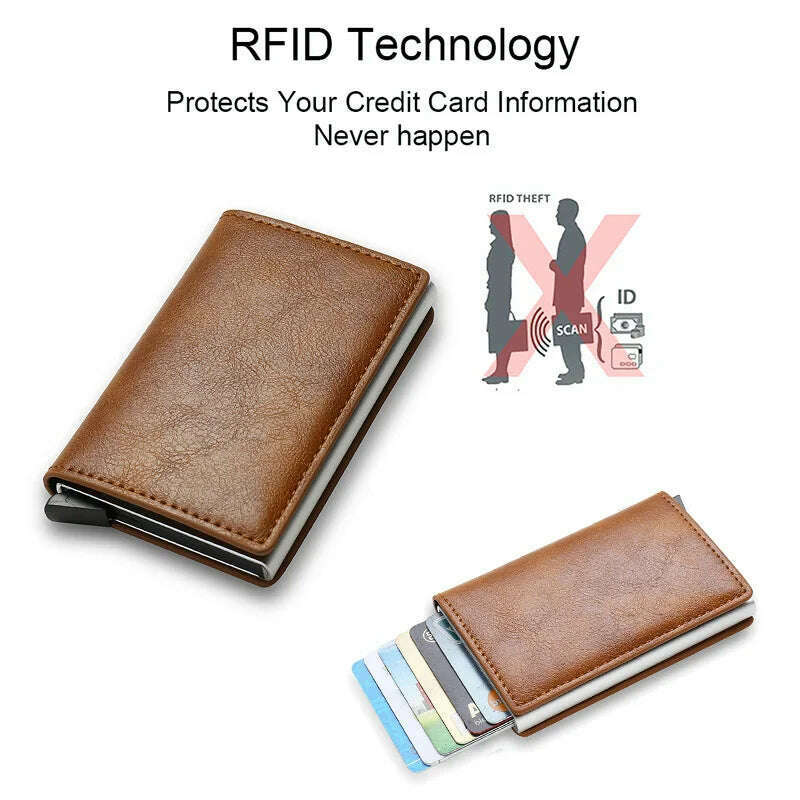 KIMLUD, Rfid Aluminum Men Wallet Card Holders Purse Carbon Fiber Men Business Slim Thin Smart Wallet Credit Cardholder Case Note Holder, KIMLUD Womens Clothes