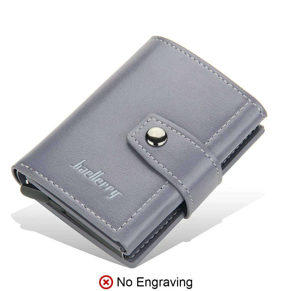 KIMLUD, RFID Blocking Protection Men ID Credit Card Holder Wallet Leather Metal Aluminum Business Bank Card Case CreditCard Cardholder, Gray (No Name), KIMLUD APPAREL - Womens Clothes