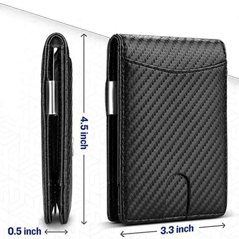 KIMLUD, Rfid Carbon Fiber Card Holder Coin Purse Men Wallets Money Bags Slim Thin Coin Pouch Clutch Money Purse Male Black Wallet Choice, KIMLUD Womens Clothes