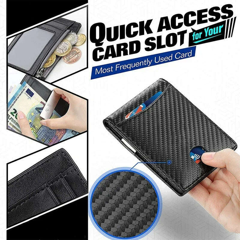 KIMLUD, Rfid Carbon Fiber Card Holder Coin Purse Men Wallets Money Bags Slim Thin Coin Pouch Clutch Money Purse Male Black Wallet Choice, KIMLUD Womens Clothes