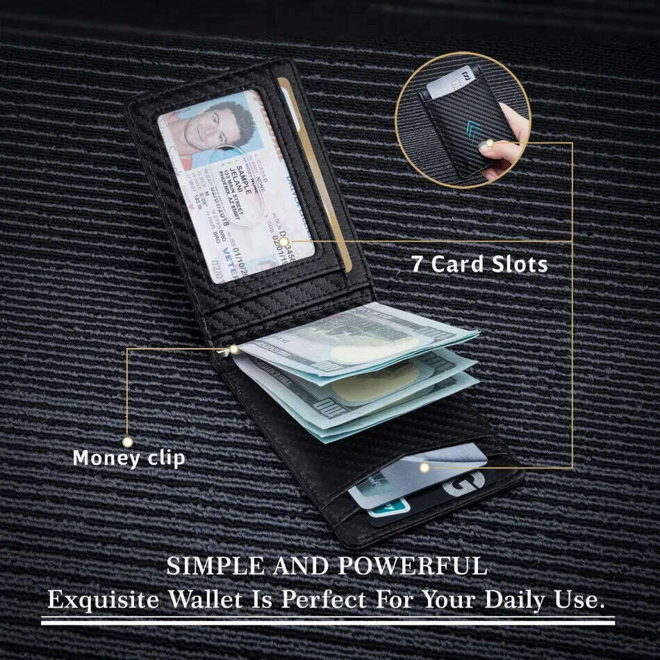 KIMLUD, Rfid Carbon Fiber Men Wallets Card Holder Money Bag Slim Thin Mini Wallet Male Small Short Purse Black Walet Billfold Vallet, KIMLUD Womens Clothes