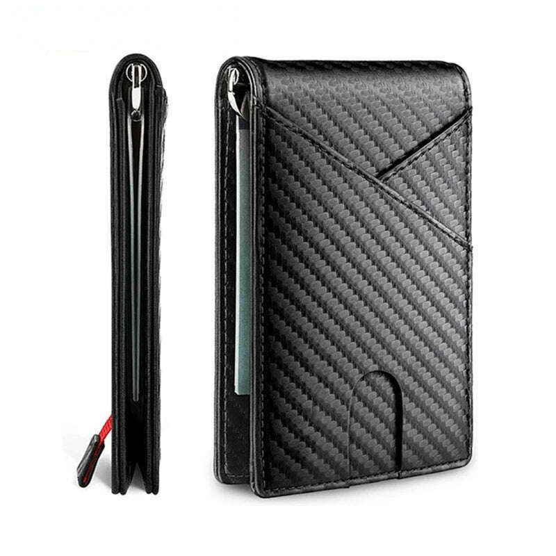 Rfid Carbon Fiber Men Wallets Card Holder Slim Thin Pocket Man Magsafe Wallets Money Bags Business Black Male Purse Walet 2023 - KIMLUD