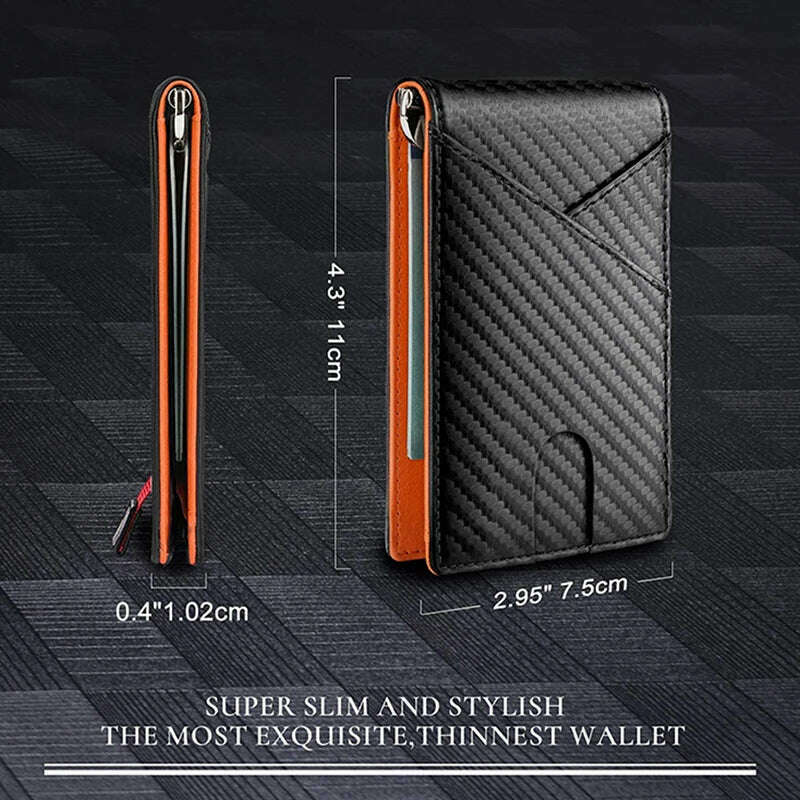 Rfid Carbon Fiber Men Wallets Card Holder Slim Thin Pocket Man Magsafe Wallets Money Bags Business Black Male Purse Walet 2023 - KIMLUD