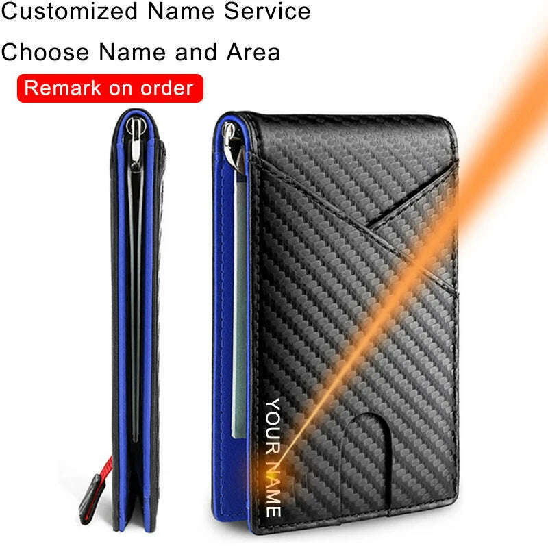 Rfid Carbon Fiber Men Wallets Card Holder Slim Thin Pocket Man Magsafe Wallets Money Bags Business Black Male Purse Walet 2023 - KIMLUD