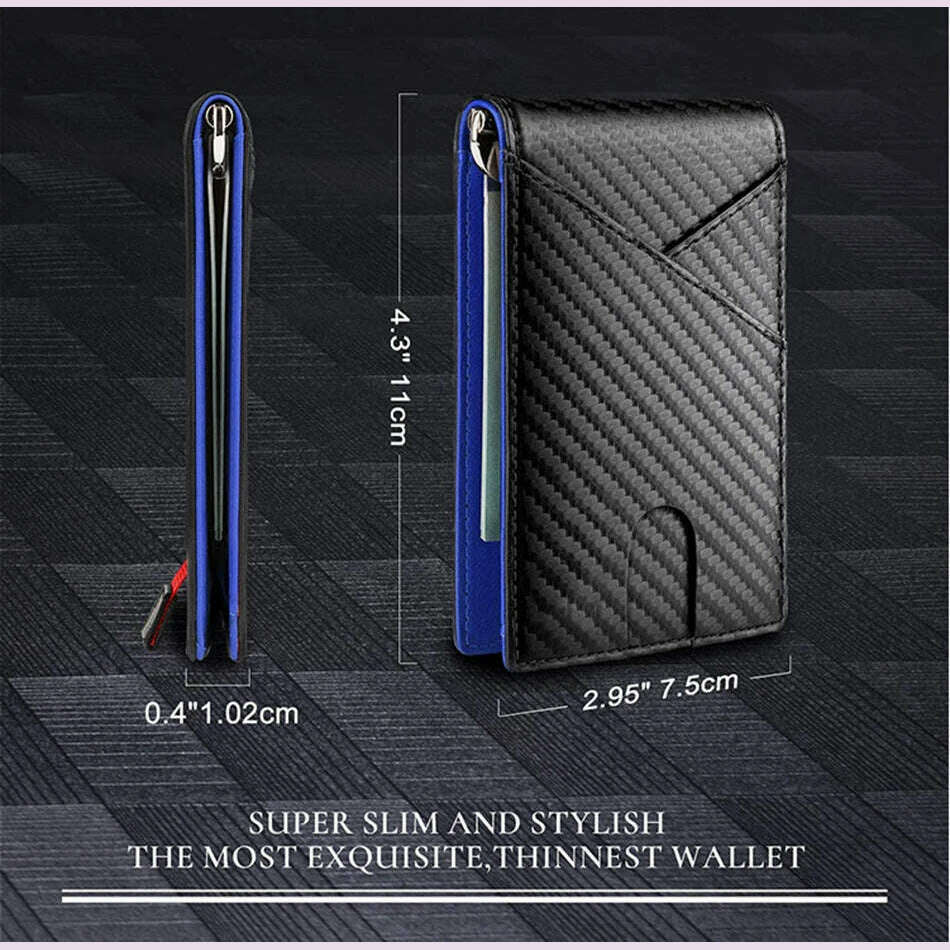 Rfid Carbon Fiber Men Wallets Card Holder Slim Thin Pocket Man Magsafe Wallets Money Bags Business Black Male Purse Walet 2023 - KIMLUD