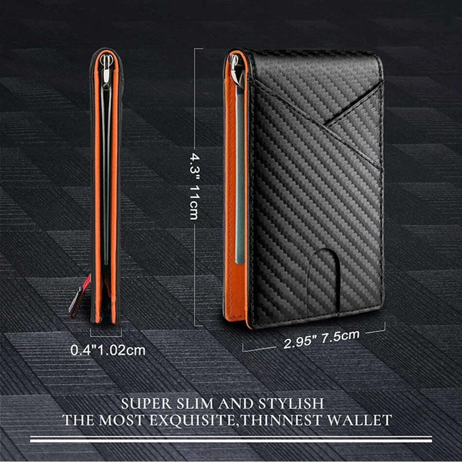 Rfid Carbon Fiber Men Wallets Card Holder Slim Thin Pocket Man Magsafe Wallets Money Bags Business Black Male Purse Walet 2023 - KIMLUD