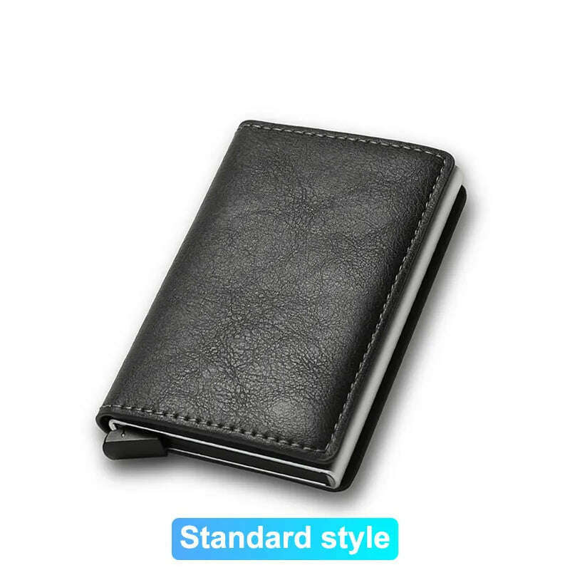 KIMLUD, Rfid Credit Card Holder Men Wallets Bank Cardholder Case Small Leather Slim Thin Magic Mini Wallet Smart Minimalist Wallet  2023, Grey, KIMLUD APPAREL - Womens Clothes