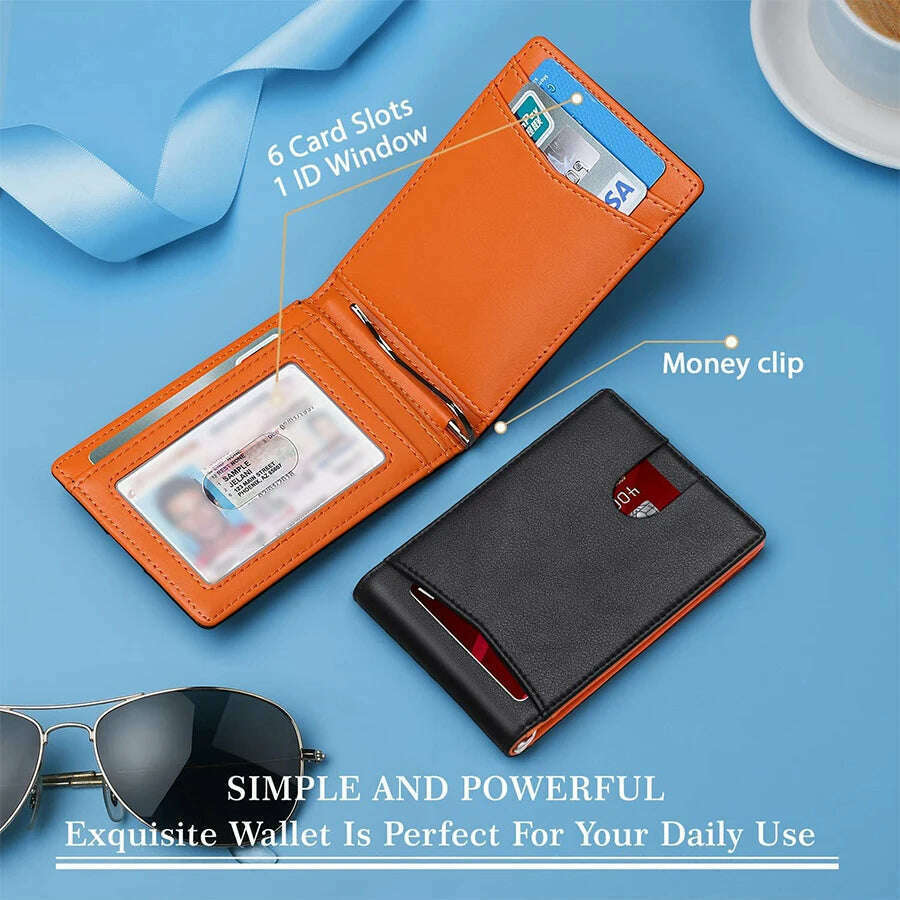 KIMLUD, Rfid Credit Card Holder Men Wallets Money Clip Luxury Slim Thin Mini Wallet Male Small Short Purse Minimalist Billfold Vallet, KIMLUD Womens Clothes