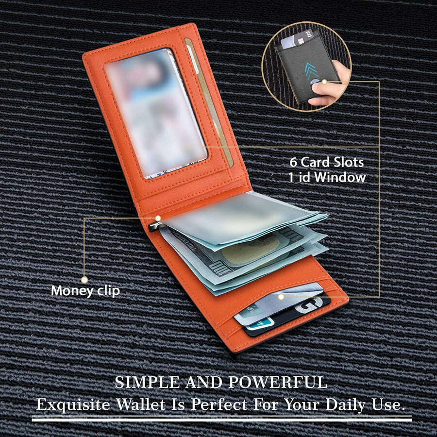 Rfid Credit Card Holder Men Wallets Money Clip Luxury Slim Thin Mini Wallet Male Small Short Purse Minimalist Billfold Vallet - KIMLUD