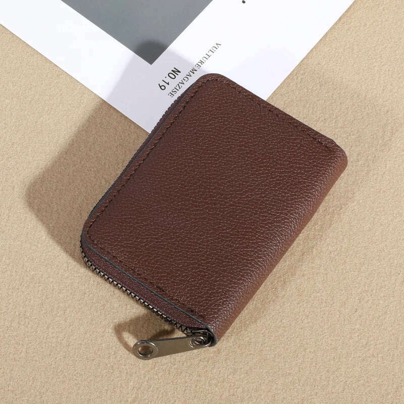 KIMLUD, RFID men's blocked credit card holder, zipper around wallet, women's leather short wallet, KIMLUD Womens Clothes